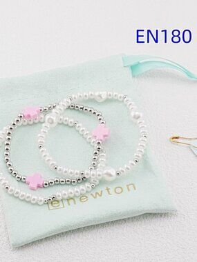 Enewton Pink Cross White Gold Bracelet Set